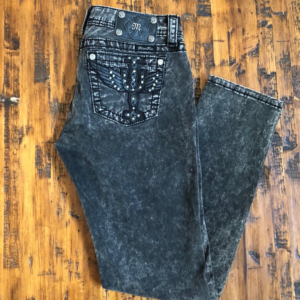 Miss me black acid washed skinny jeans, size 29